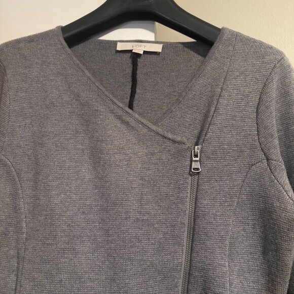 Loft Medium Grey Womens Wool Blend Moto Knit sweater - Picture 2 of 12